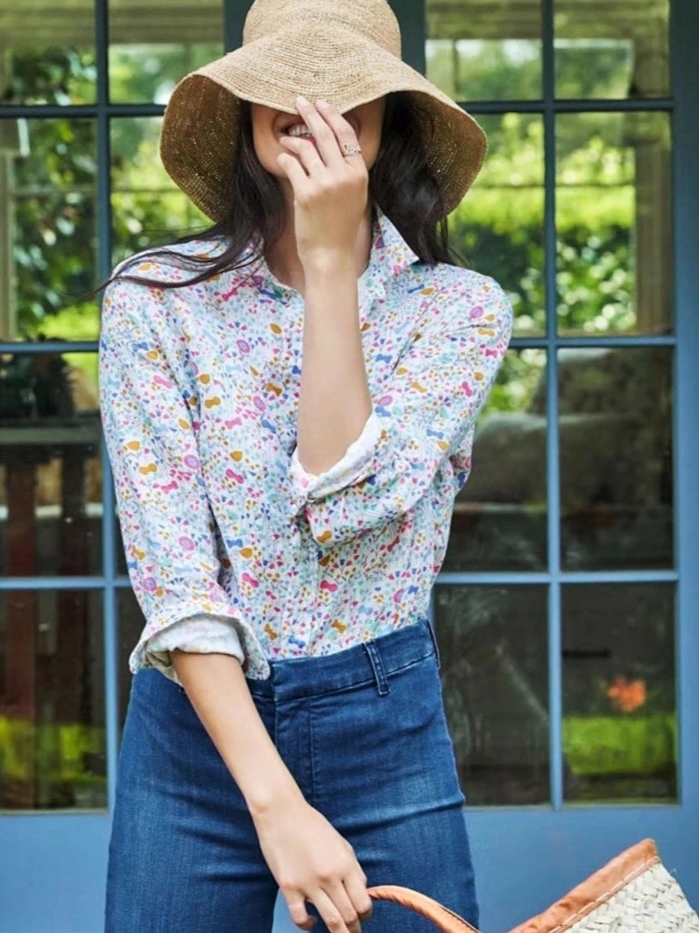 Frank & Eileen Relaxed Button-Up Shirt Floral Small